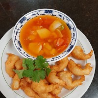 Langostino reposado  con salsa agridulce